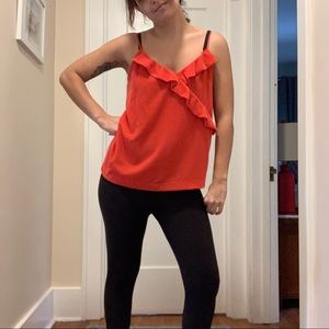J. Crew Red Ruffle Tank Top
